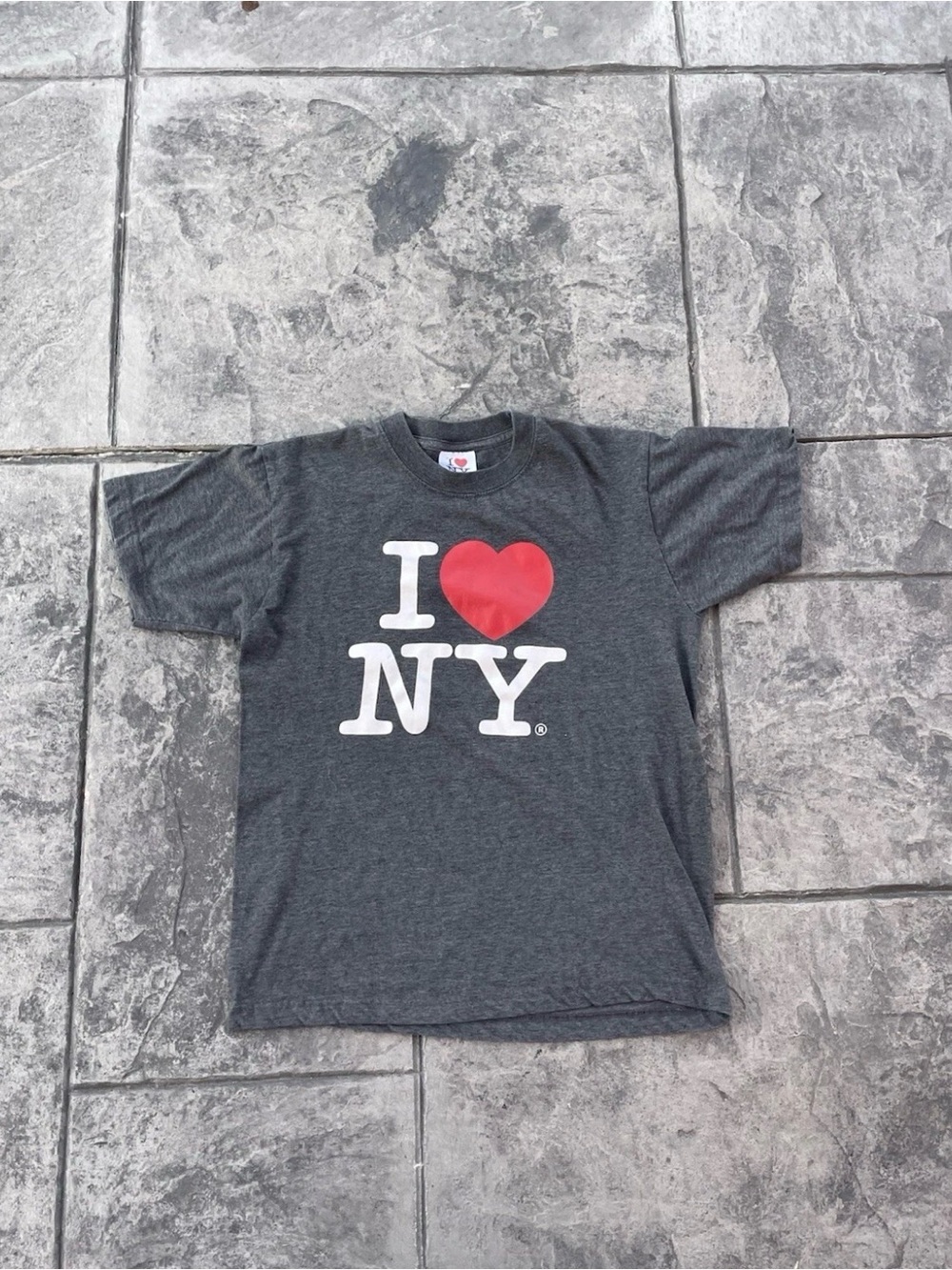 I ♥ NY" Graphic Tee - Dark Gray with Red Heart